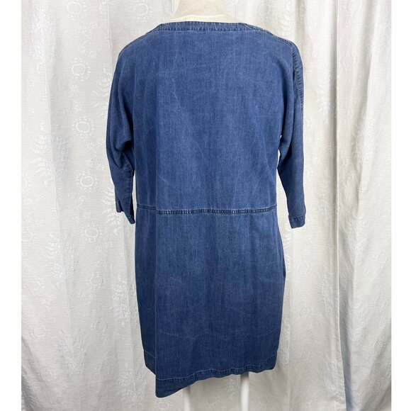 Eileen Fisher Tencel Organic Cotton Denim Dress blue chambray relaxed fit boho - Picture 5 of 8